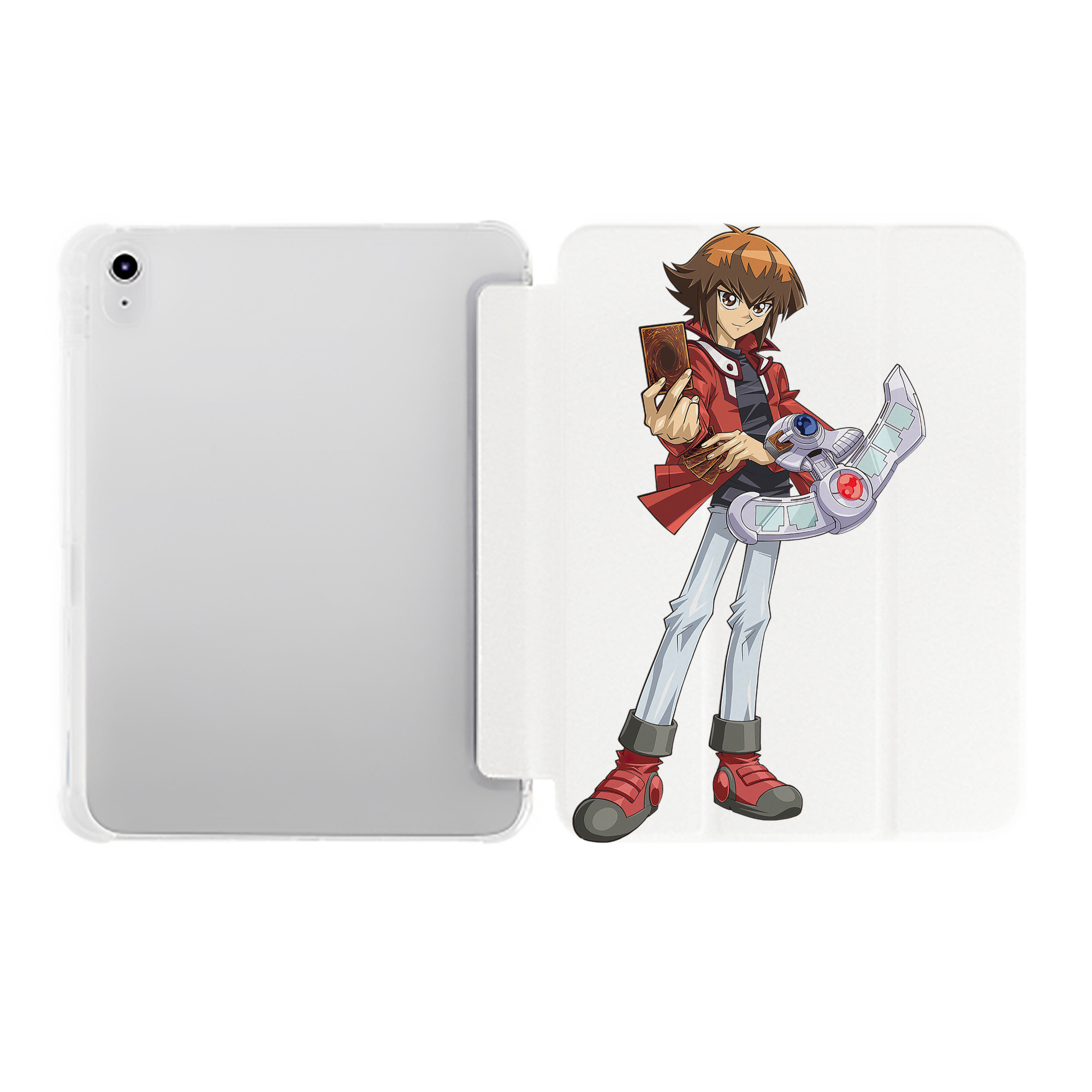 （画像用） 遊☆戯☆王 Yu-Gi-Oh! IPad ケース ペン収納付き 三つ折りスタンド PUレザー×シリコン 対応機種9.5/10.5/10.9インチ